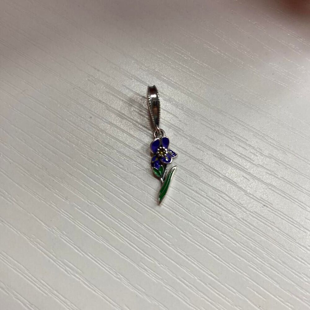 Violet Flower Dangle Charm For Bracelet